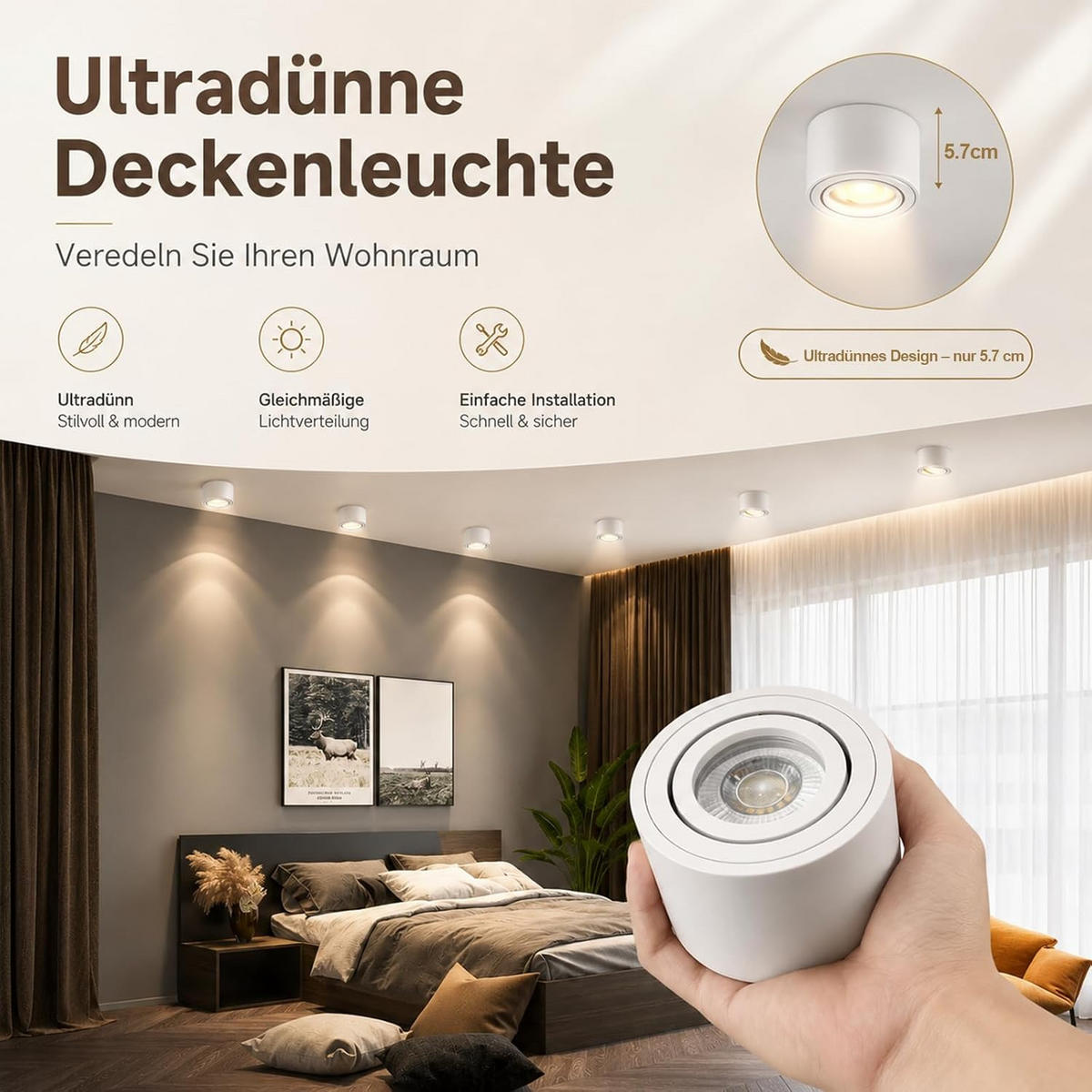 LED Einbaustrahler 18/18/8cm - Weiß, Metall (18/18/7.5cm) - Nettlife