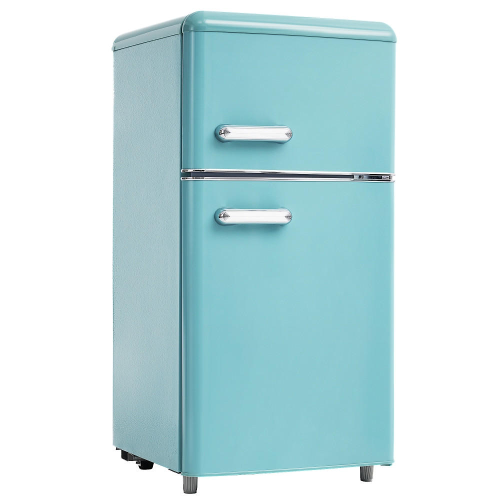 KÜHL-GEFRIER-KOMBINATION MIT GEFRIERFACH, Doppeltür, Cyan, 46/89/45 cm - Türkis, Metall (51/50/95.8cm) - Rolipo