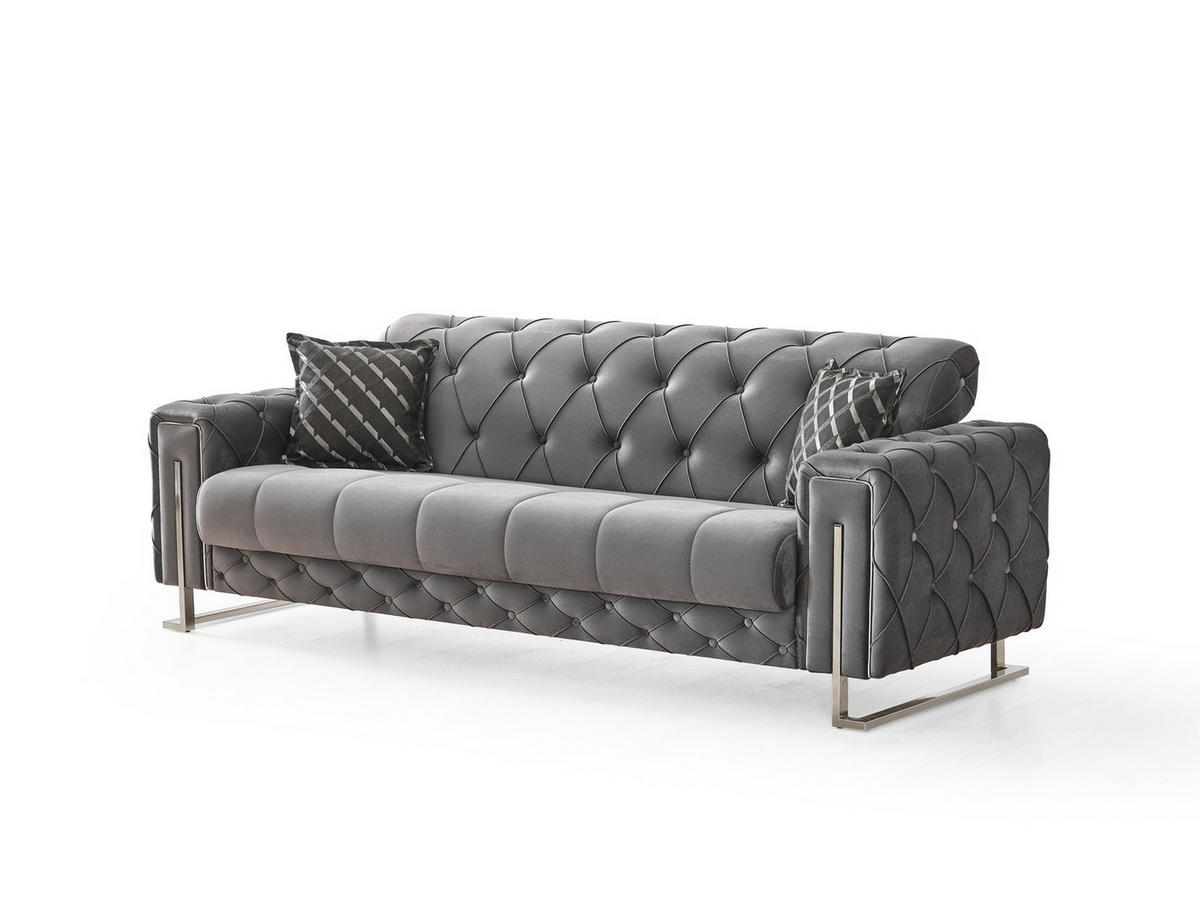 SITZGARNITUR Shimla, Grau Stellvariante 2+2+1 - Grau, Holzwerkstoff/Metall (160/80/100cm)