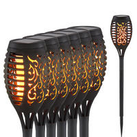LED AUSSENLEUCHTE Solarleuchte Schwarz Feuereffekt 6er Set - Schwarz, Kunststoff (7.5/7.5/51cm) - Globo Lighting