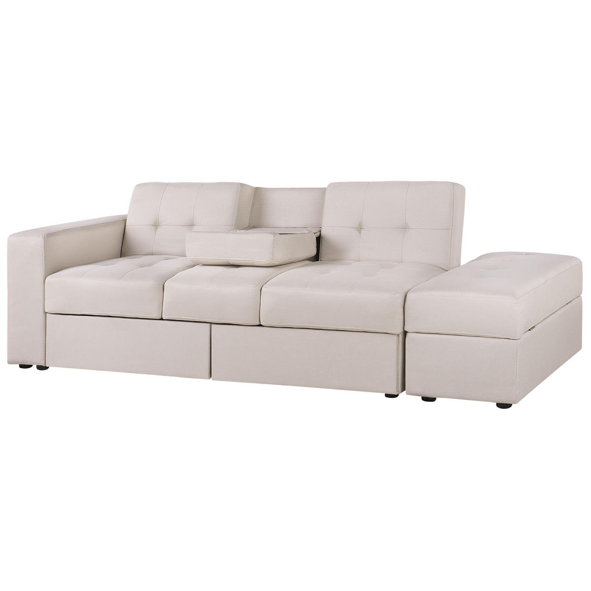 3-SITZER-SCHLAFSOFA beige mit Stauraum Ottomane Falster - Beige, Textil (210/71/94cm) - Beliani