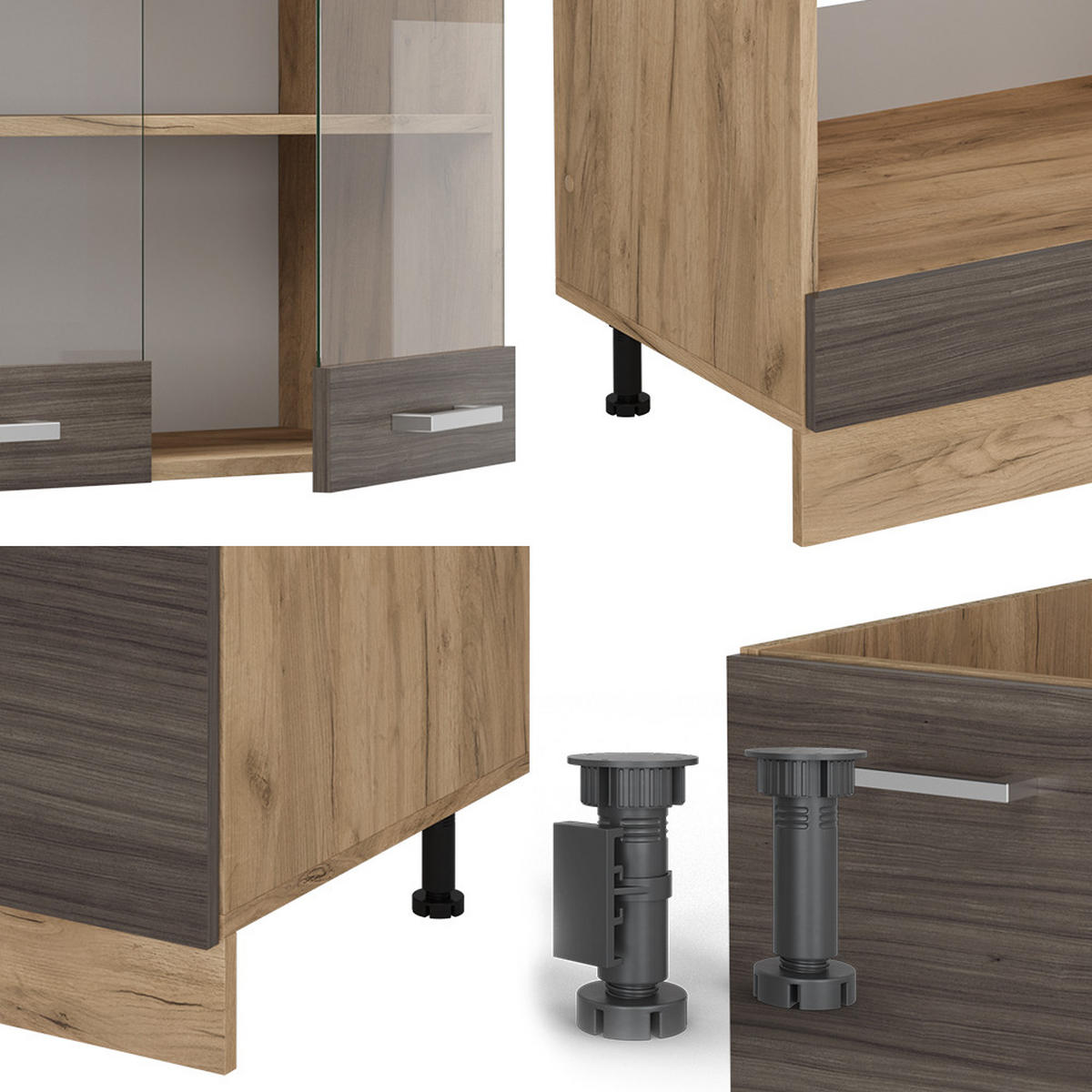 Honigeiche/Grau, Holzwerkstoff (287/81.6/46cm) - Vicco