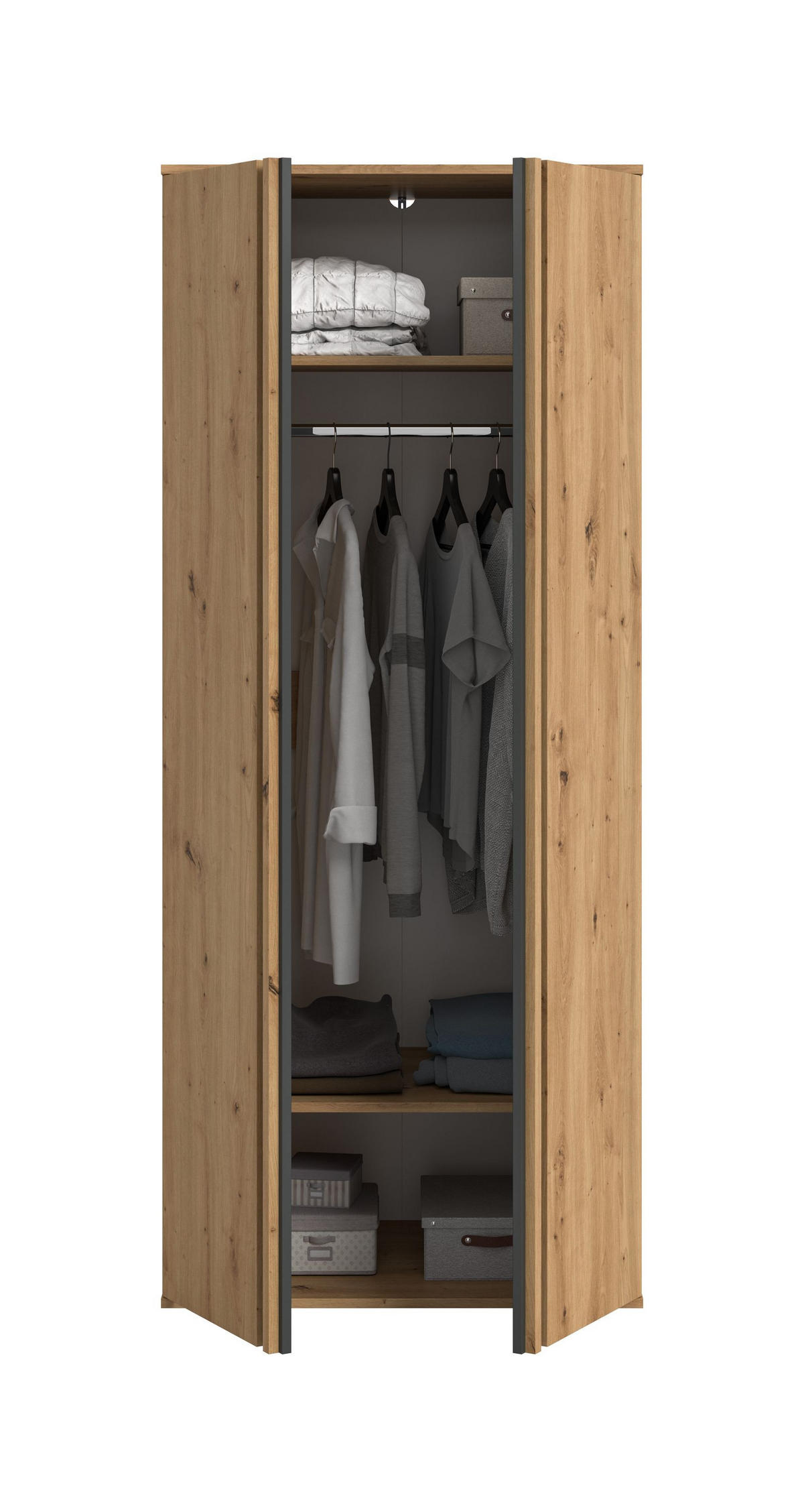 KLEIDERSCHRANK 2-türig TOFTA (B/H/T: ca. 80/192/56 cm) in Artisan Eiche Nachbildung/Artisan Eiche Nachbildung - Eiche Artisan, Holzwerkstoff (80/192/56cm)