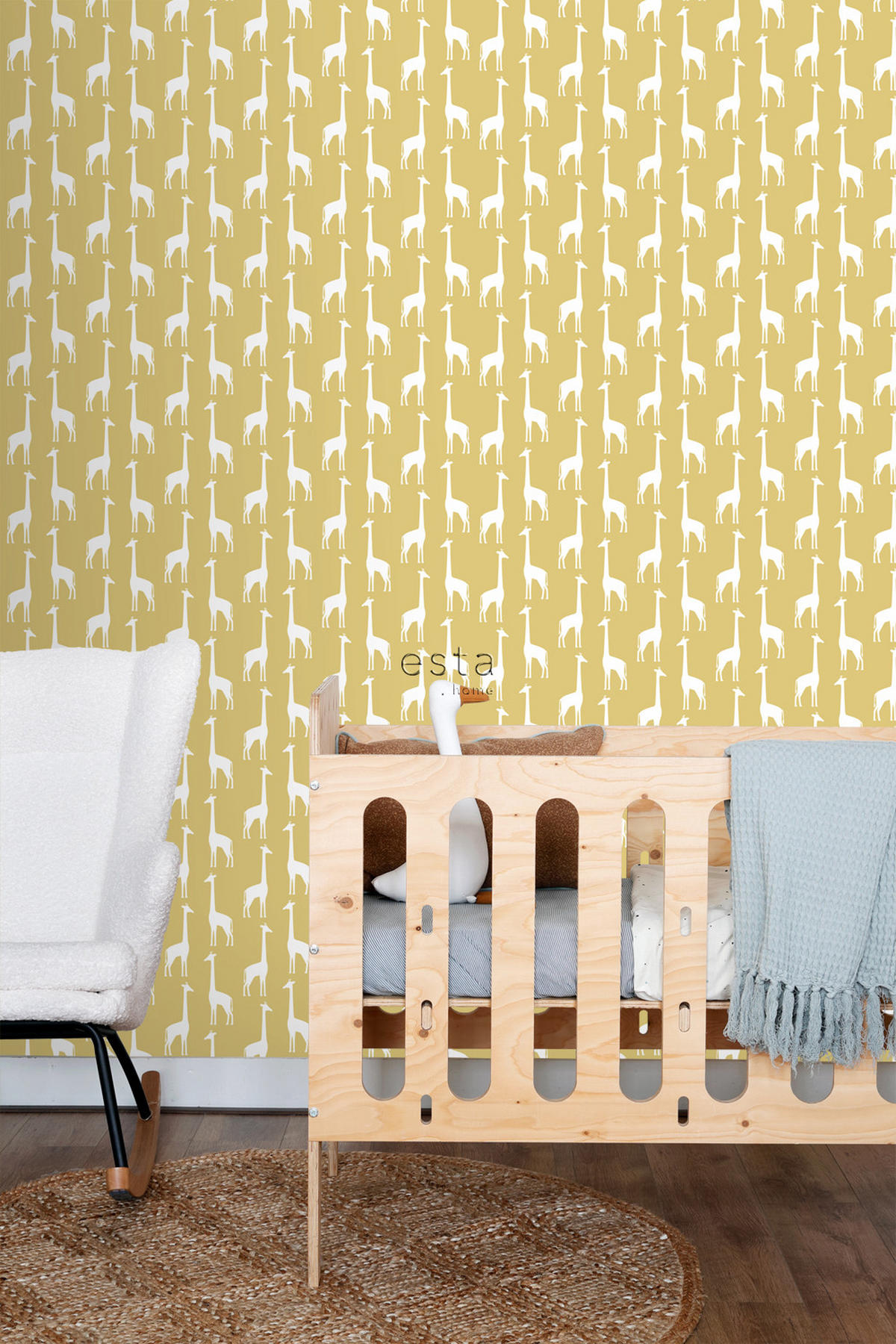 TAPETE Giraffen 53 cm x 10.05 m - Gelb, Papier (53/0.1cm) - ESTAhome