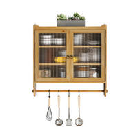 KÜCHENOBERSCHRANK 63/18/60 cm mit 3 Ablagen, Glastüren und Handtuchhalter aus Massivholz und MDF, Natur - Naturfarben, Holzwerkstoff (63/60/18cm) - Redom