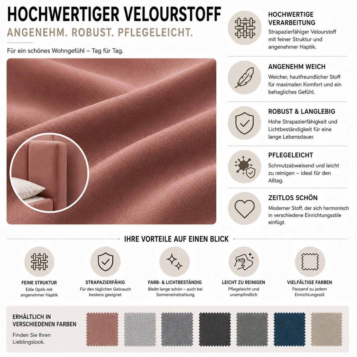 MARPUR Polsterbett NERO 180x200 cm mit Bettkasten und Lattenrost, Rosa - Chromfarben/Rosa, Holz/Holzwerkstoff (180/200cm) - Marpur