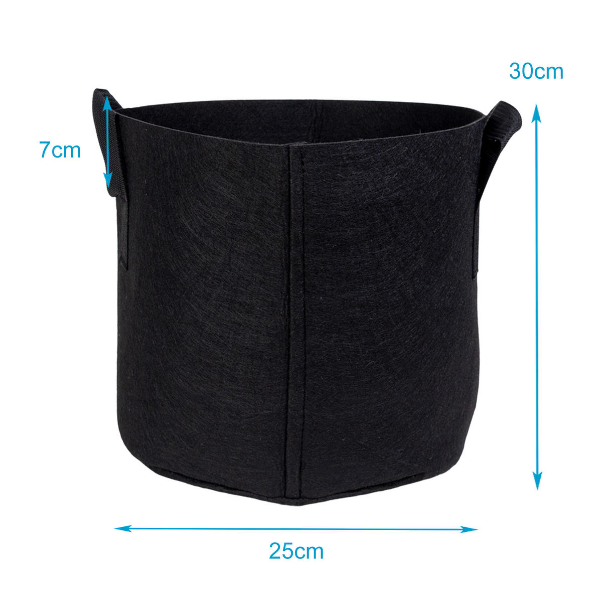PFLANZSACK Vliesstoff 30/25 cm (10-tlg. Set) - Schwarz, Textil (25cm) - Intirilife