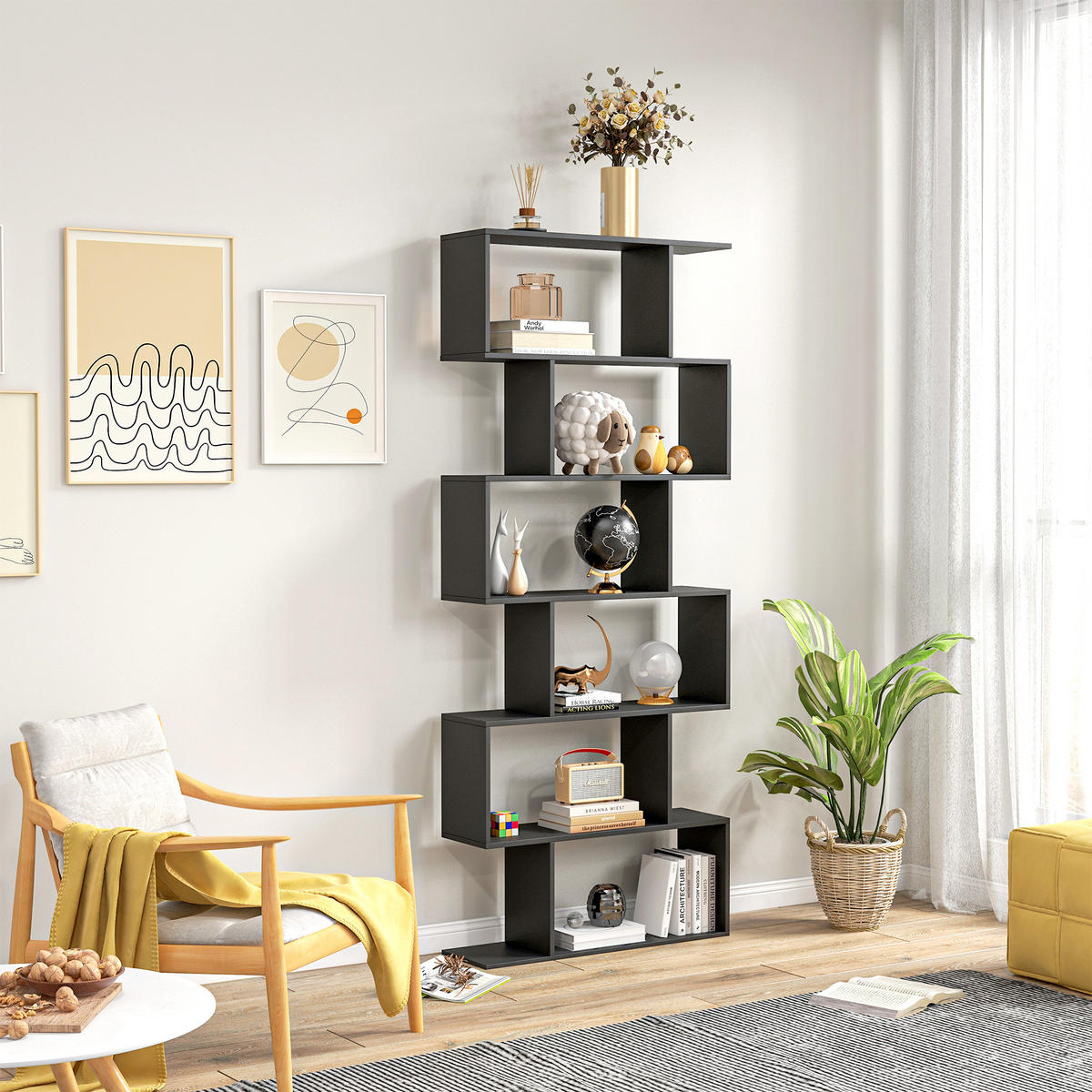 REGAL DE-15462 80/23/192 cm, 6 Ebenen Schwarz - Schwarz, Holzwerkstoff (80/192/23cm) - ComfortXL