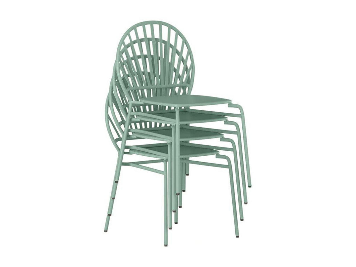 GARTENSTUHL stapelbar 2er-Set - Metall - Mandelgrün - CEDEIRA von MYLIA - Grün, Metall (58.5/82/50cm) - Vente-Unique