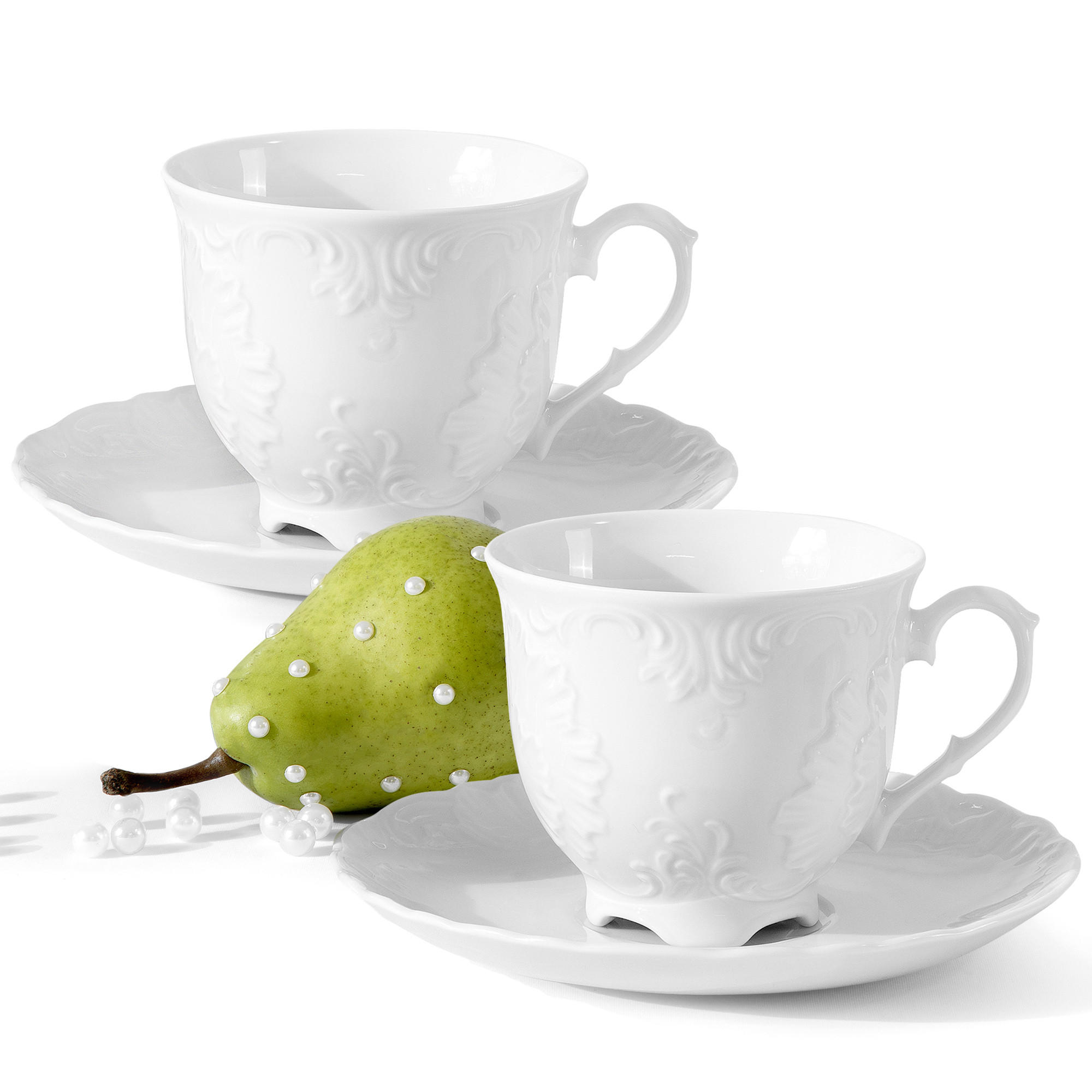 KAFFEETASSEN 2 PERSONEN Cmielow Rococo - Weiß, Keramik (0.25L) - KONSIMO®