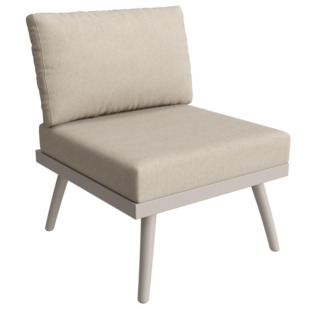 GARTENSETS aus Eisen Beige mit Couchtisch & 9 cm Polstern - Beige, Metall - Modfu