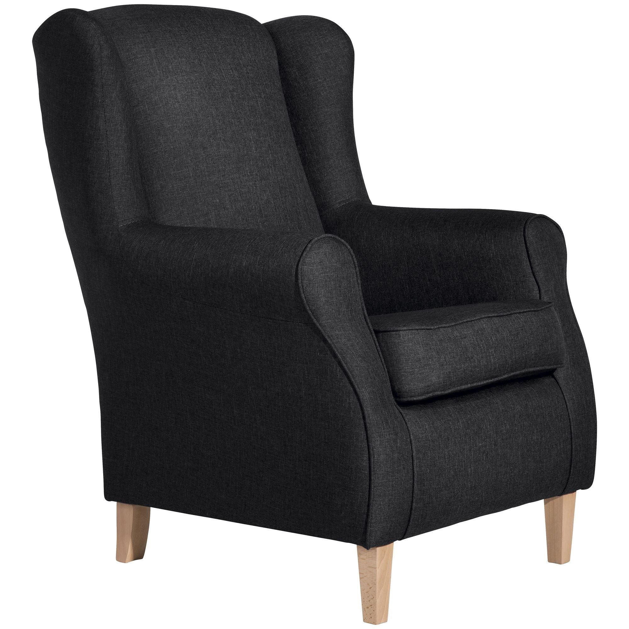 58aufmkessel Ohrensessel Graphit, Buche 86x103x77 cm