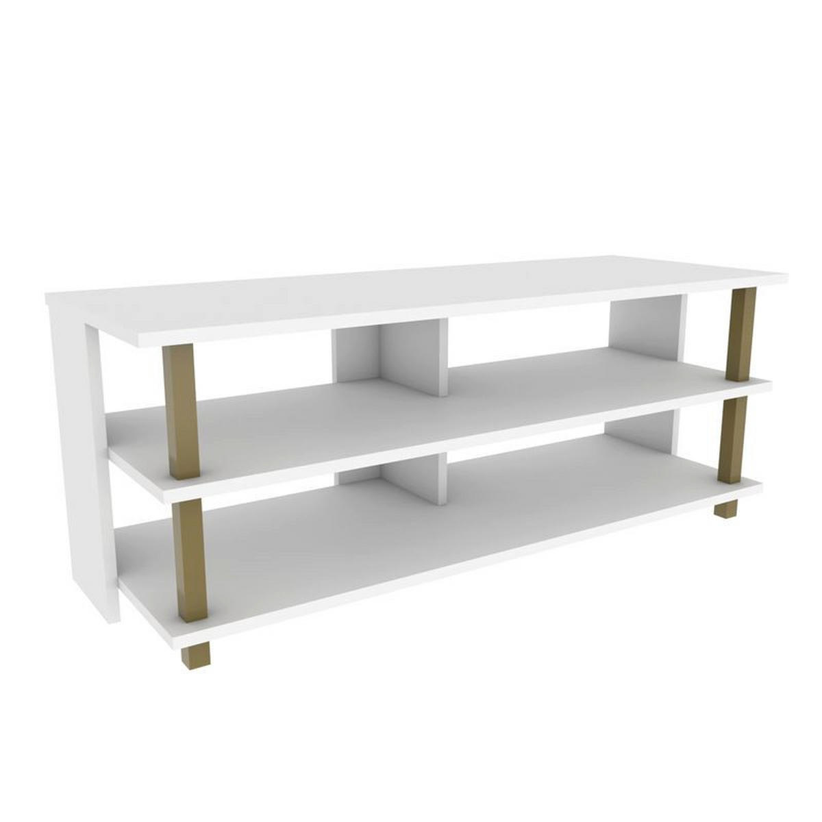 TV Board Pueblo Gold-Weiß - Goldfarben/Weiß, Holzwerkstoff (120/47/45cm) - Decorotika