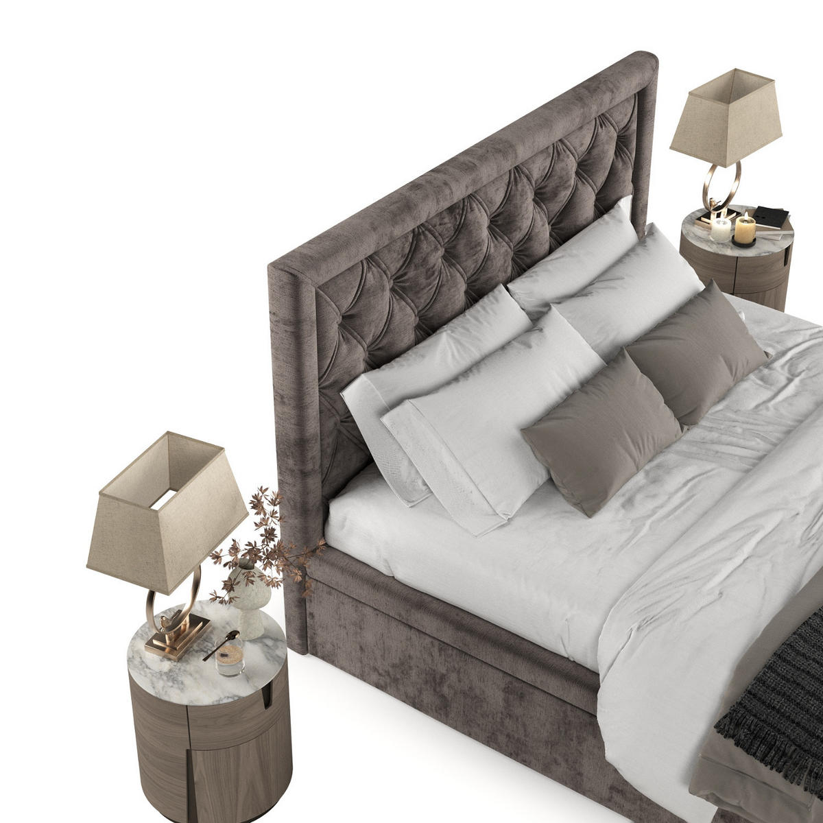 POLSTERBETT Nicobar mit Stauraum 120/200 cm Braun im Lotta Stoff - Schwarz/Braun, Holz/Holzwerkstoff (120/200cm) - AltaBeds