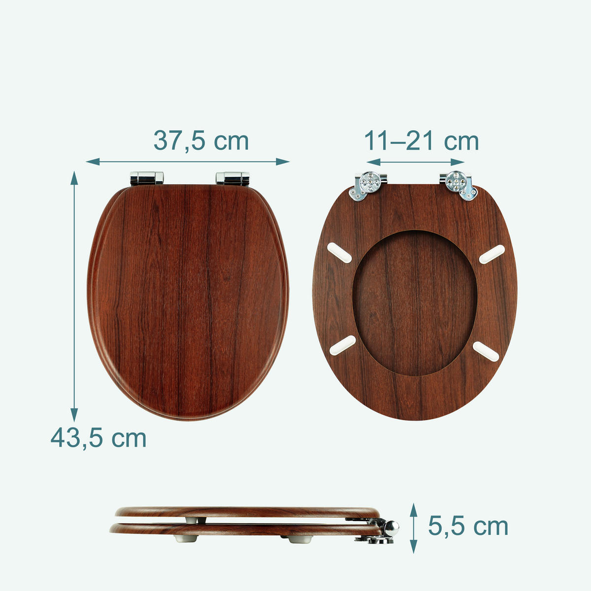 TOILETTENDECKEL - Braun, Holzwerkstoff/Kunststoff (37.5/5.5/43.5cm) - Relaxdays