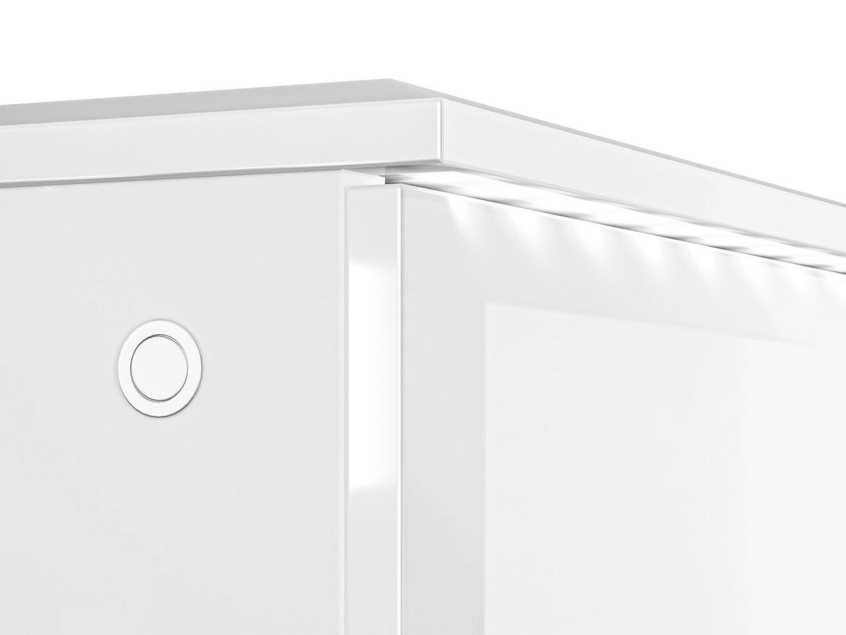 SIDEBOARD Glamour weiß / weiß hochglanz 160 / 41 / 85cm - Weiß Hochglanz/Weiß, Glas/Holz (160/85/41cm) - Feldmann-Wohnen
