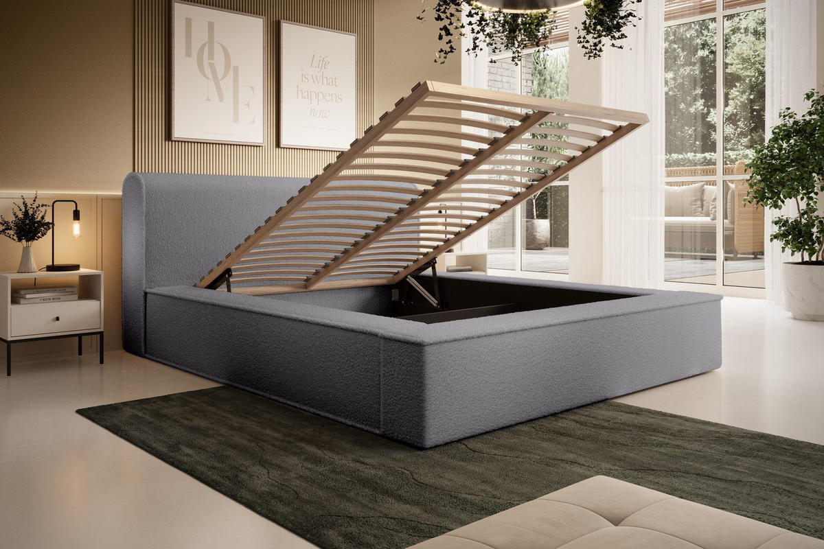 POLSTERBETT aus Polstermaterial Pedrosa 160x200 cm, Grau - Grau, Textil (160/200cm) - Fedve
