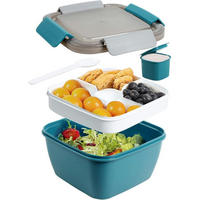 SALATBOX mit 3 Fächern und Dressingbehälter 1500 ml Dunkelblau - Dunkelblau, Kunststoff (17.5/9.9/17.5cm)