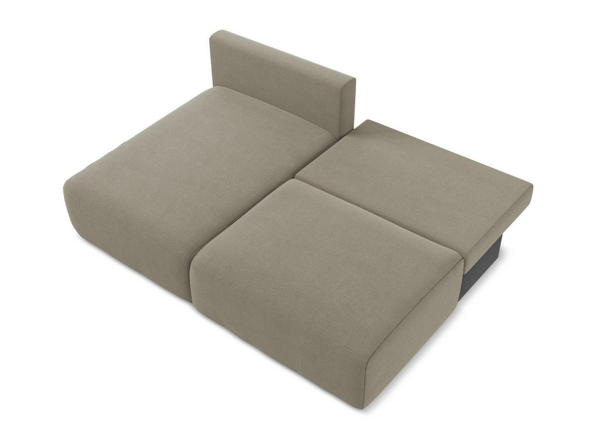 ECKSOFA mit Schlaffunktion links Strukturstoff Stoff Beige - Beige/Schwarz, Kunststoff/Textil (149/210cm) - Makamii