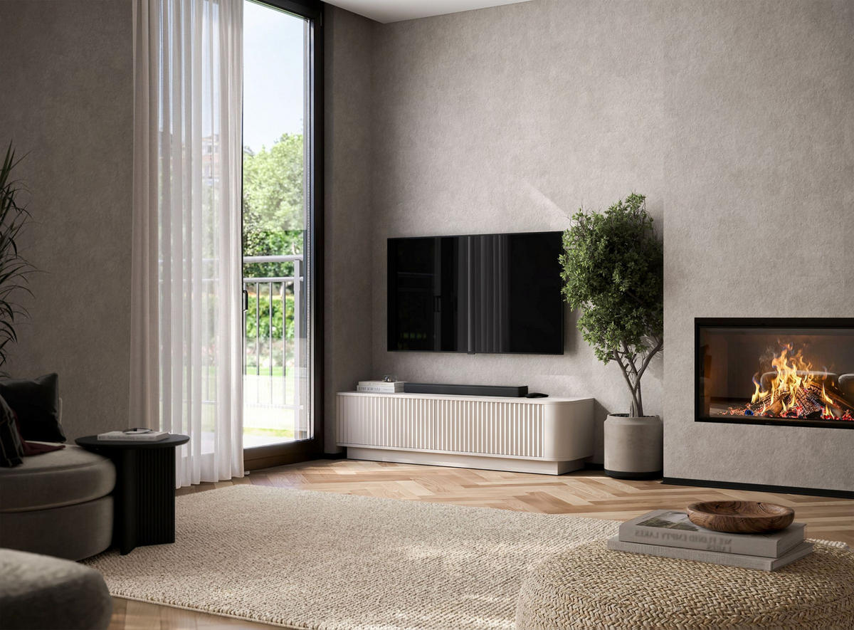 TV stolek Aurora kašmírový matný 140 cm s podstavcem - kašmírová, kompozitní dřevo (140/37/35cm) - Meble Lindner