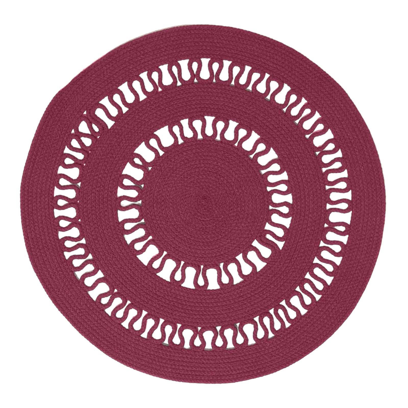 TEPPICH geflochten rund mit Häkel-Muster 70 cm - Weinrot, Textil (70/70cm) - Homescapes