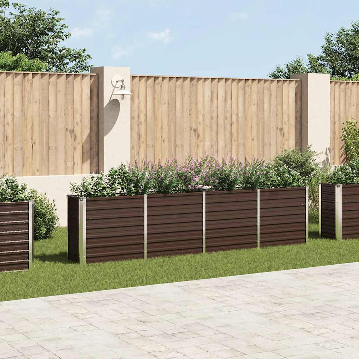 HOCHBEET für Garten OSKAR Braun 320x40x77 cm Metall - Braun, Metall (320/77/40cm) - DELUKE