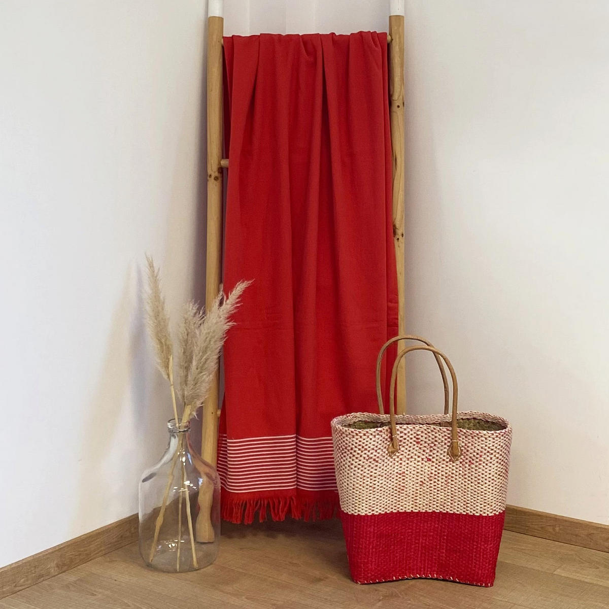 HAMAMTUCH mit Frotteefutter Paski Rot 90x170 300g/m² - Rot, Textil (90/170cm) - LE COMPTOIR DE LA PLAGE