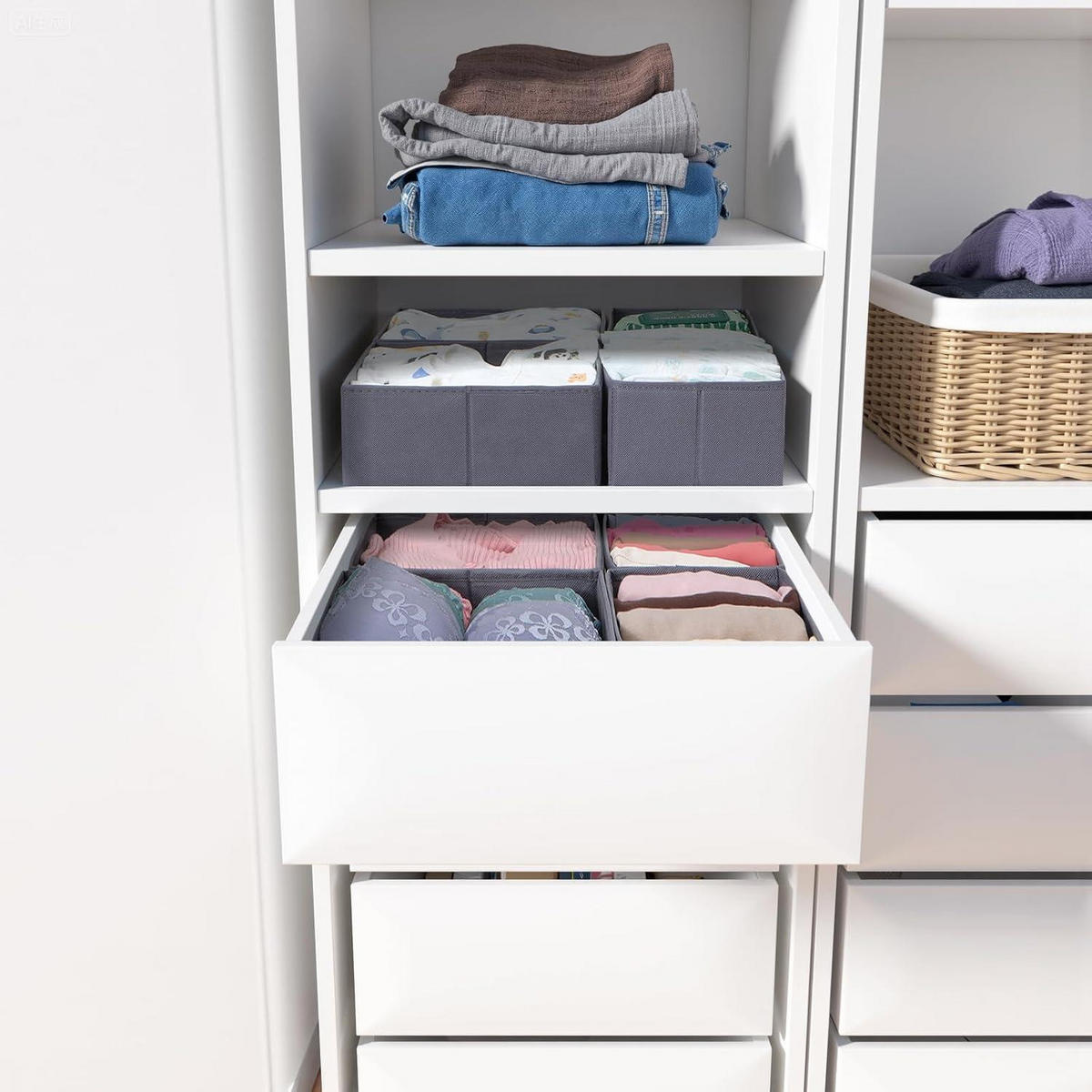 SCHUBLADEN Organizer 8er Set Grau für PAX Kleiderschrank 50x58 cm - Grau, Textil (24/11/26cm)