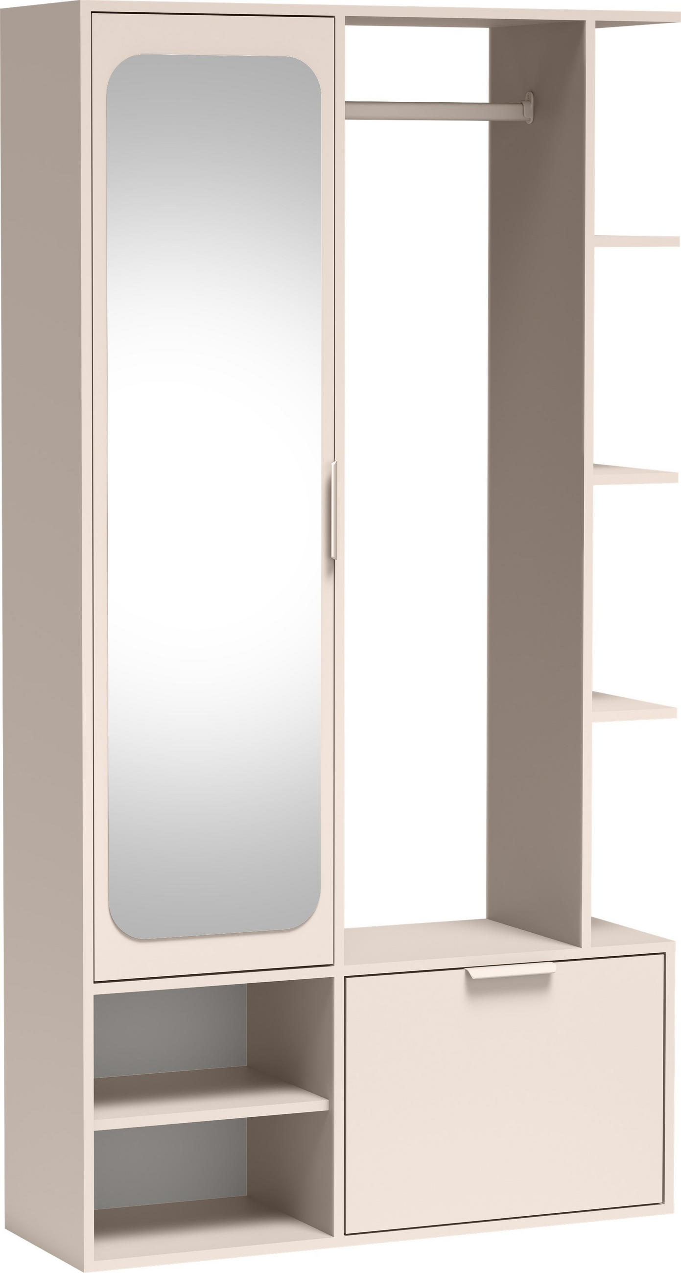 GARDEROBE Mela mit Spiegel, Sitzbank & Kleiderstange – 100/189/33 cm – Kaschmir - Kaschmir/Beige, Holzwerkstoff/Metall (100/189.4/33cm) - WFL GROUP