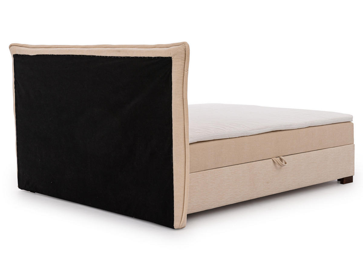 BOXBETT Lovetti, Strukturstoff mit Cordoptik, H3 - Beige/Dunkelbraun, Holz/Kunststoff (140/200cm) - S-Style Möbel