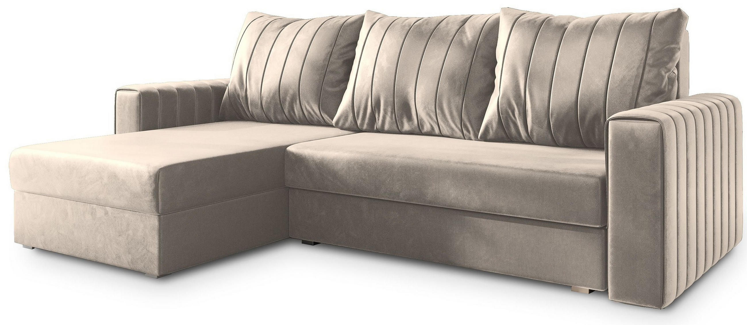 ROHOVÁ SEDAČKA CARL béžová - šedá/béžová, dřevo/textil (236/150cm) - MASSENO