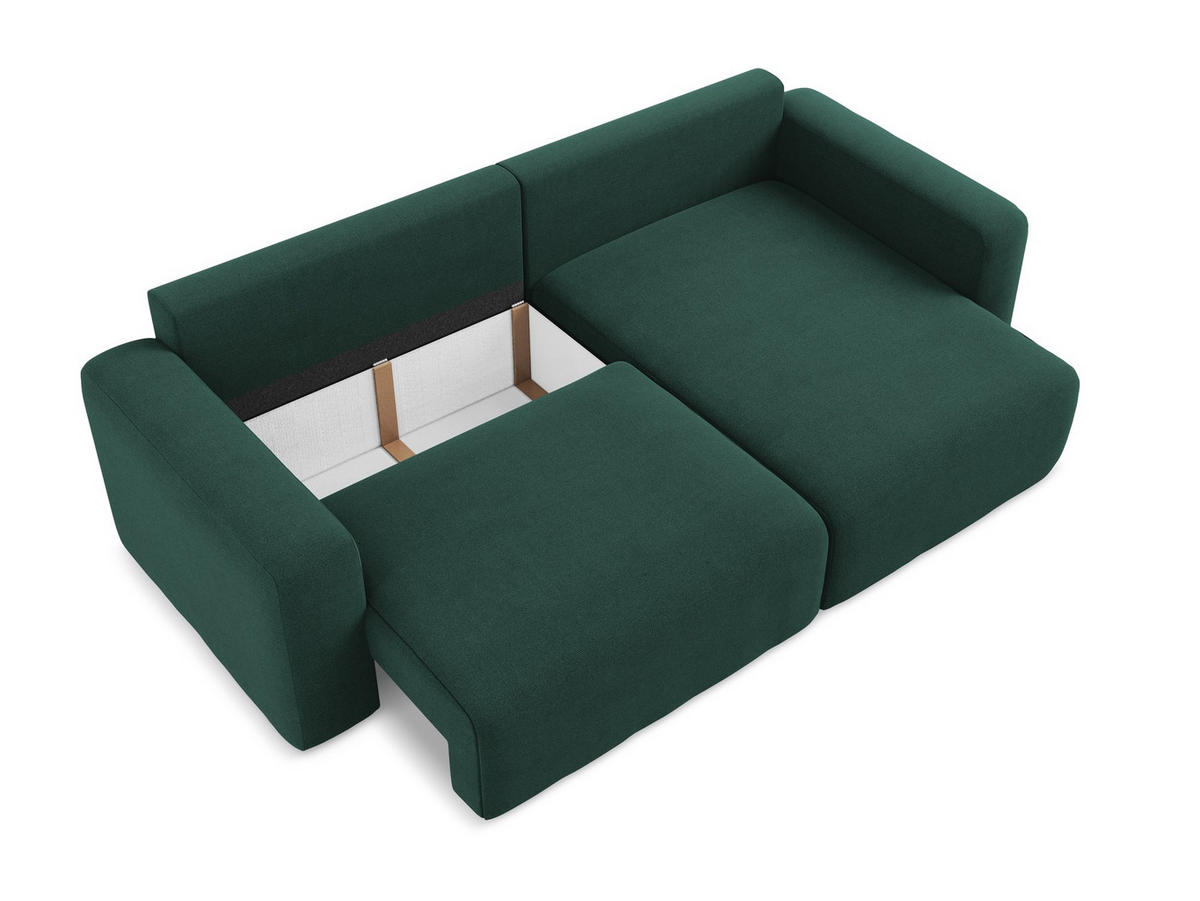 ECKSOFA mit Schlaffunktion rechts Strukturstoff Stoff Grün - Dunkelgrün/Schwarz, Kunststoff/Textil (244/149cm) - Makamii