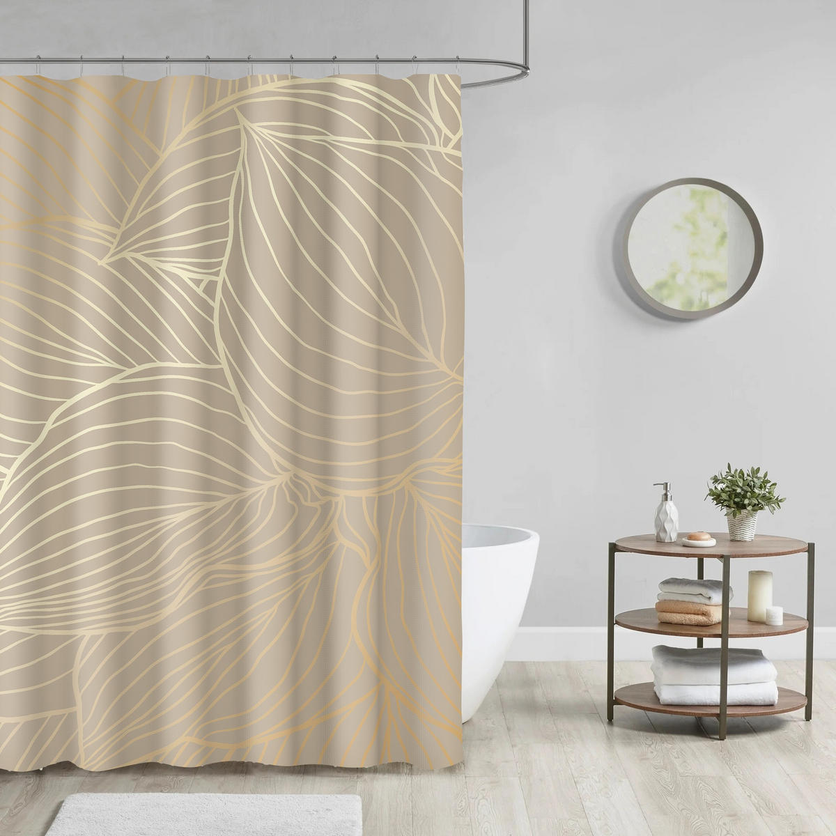 DUSCHVORHANG Hosta 180 x 200 cm - Beige, Textil (180/200cm) - Sanilo
