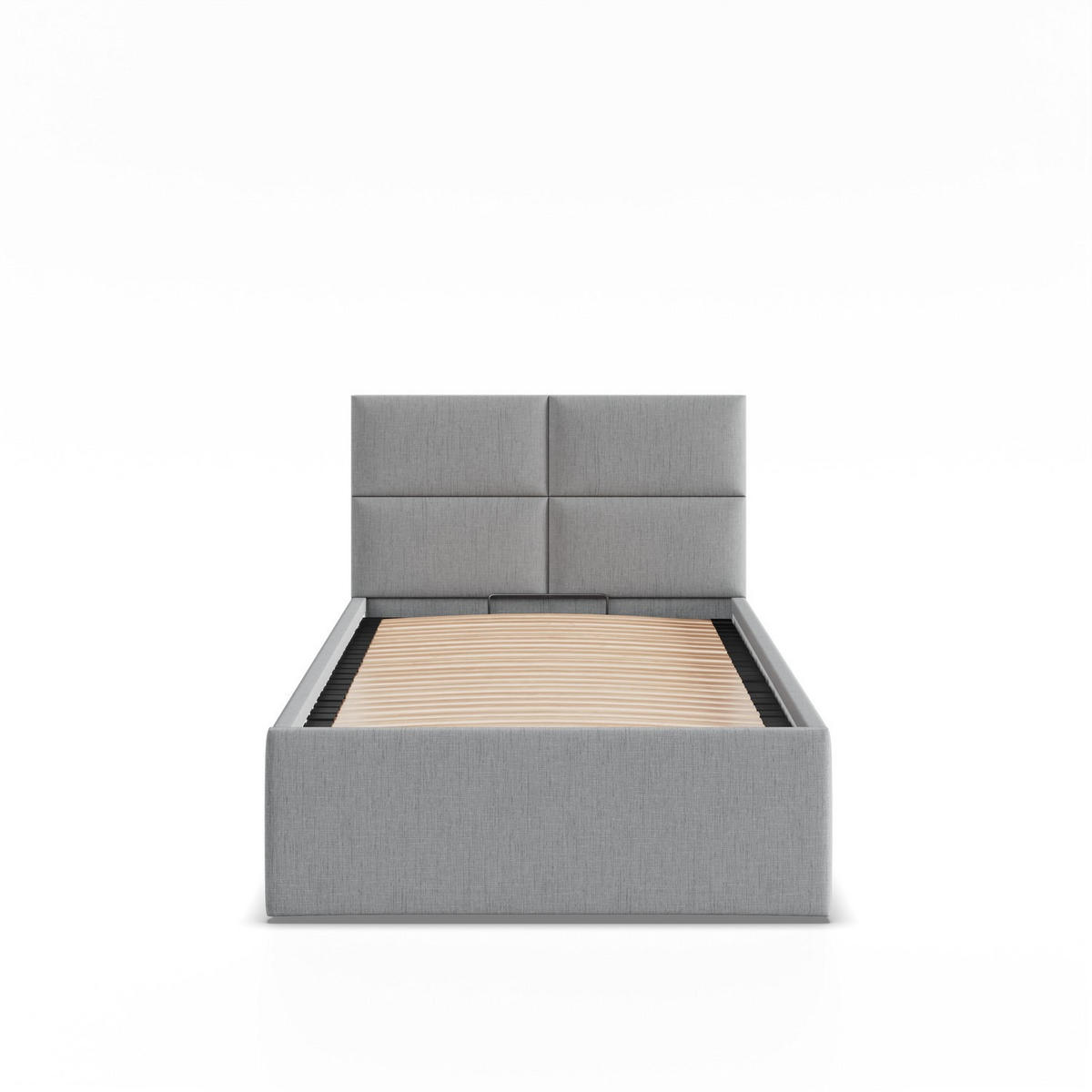 POLSTERBETT MIT KOPFTEIL 90x200 mit Bettkasten BORGO, Grau - Hellgrau, Textil (90/200cm) - Mebligo
