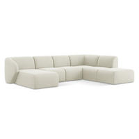 WOHNLANDSCHAFT Bouclé Stoff Beige - Sandfarben/Schwarz, Holzwerkstoff/Kunststoff (325/75/236cm) - Makamii