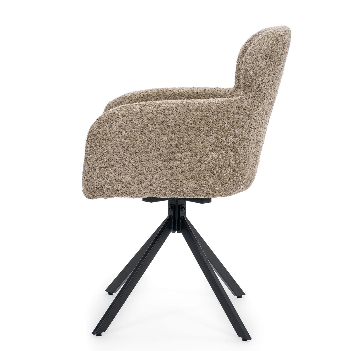 STUHL BIONE drehbar gepolsterter mit Steppung - beige - Boucle - Sandfarben/Beige, Textil/Metall (58/88/59cm) - NEW HOME