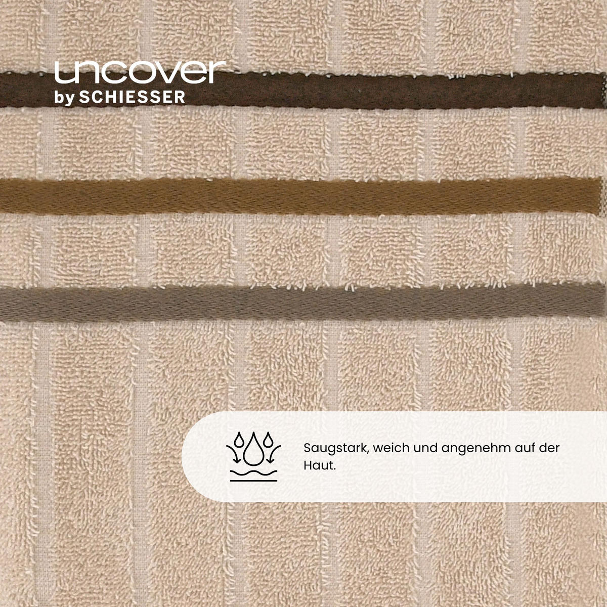 HANDTUCHSET Ohio - 4-teilig - 50 x 100 cm - Sand - Sandfarben, Textil (50/100cm) - Uncover by Schiesser