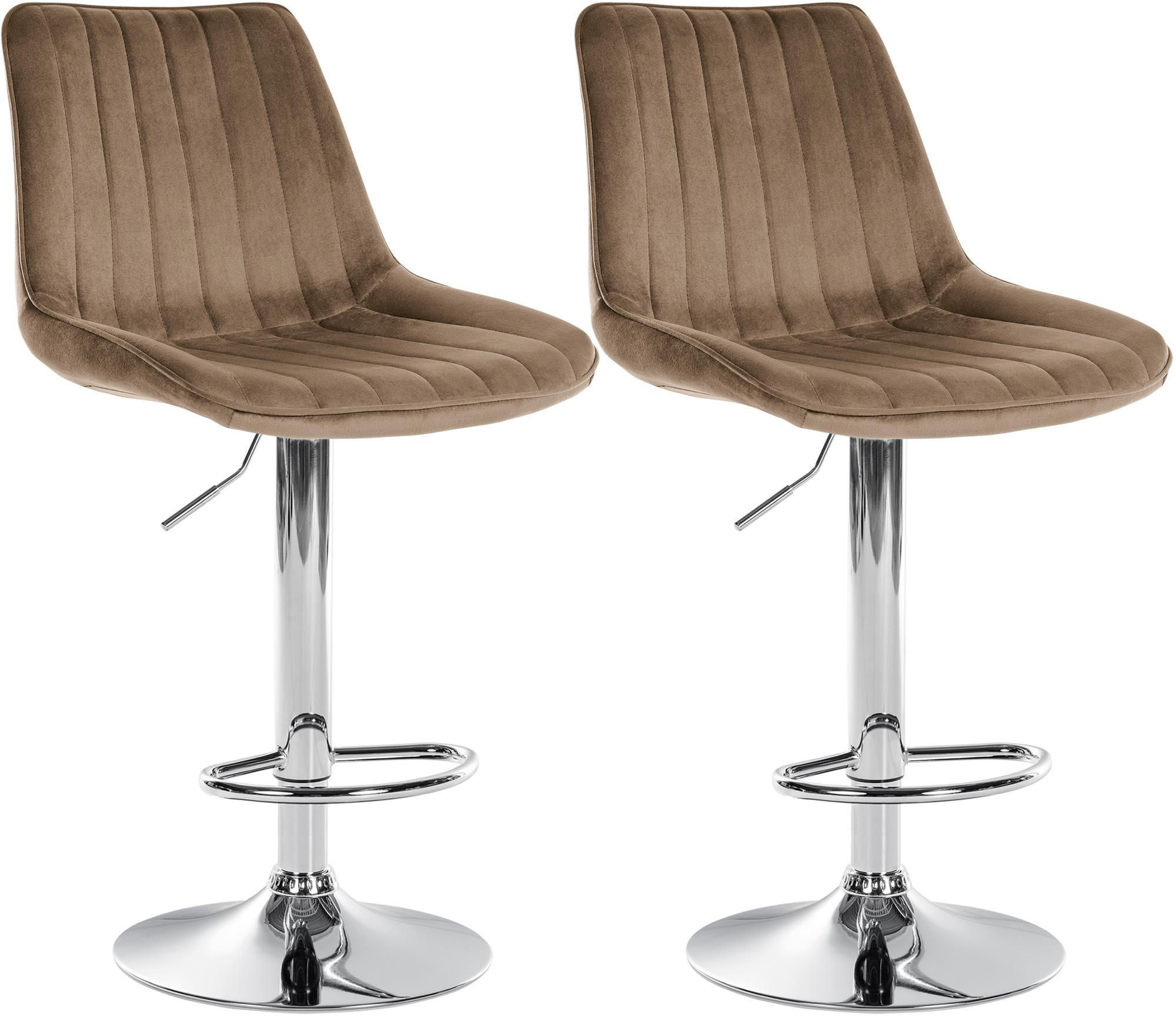 BARHOCKER 2er Set Samt Braun - Braun, Textil/Metall (49.5/91/50cm) - CLP