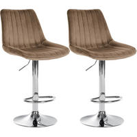 BARHOCKER 2er Set Samt Braun - Braun, Textil/Metall (49.5/91/50cm) - CLP