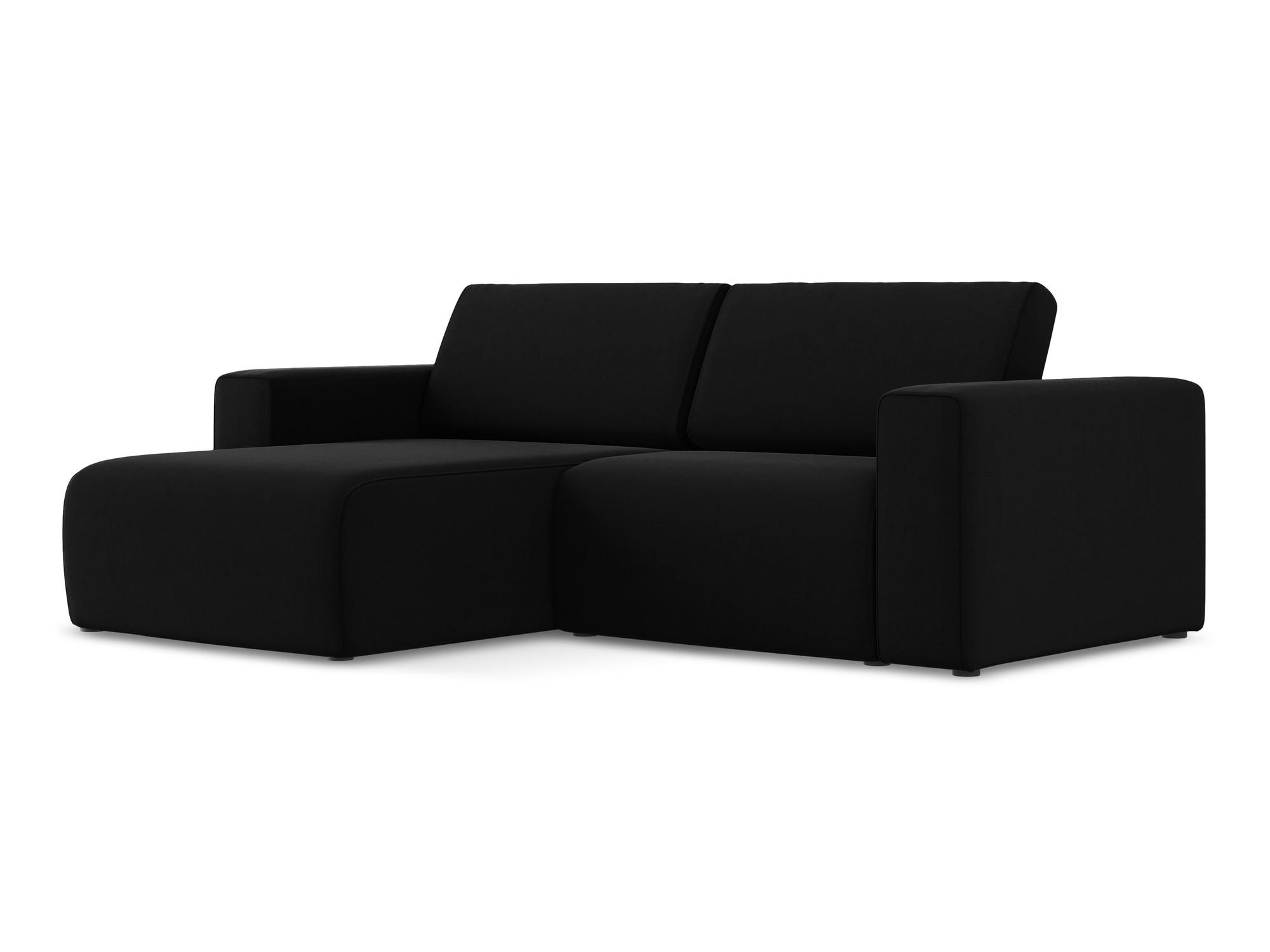 ECKSOFA Links Samt Stoff Schwarz - Schwarz/Grün, Kunststoff/Textil (167/224cm) - Makamii