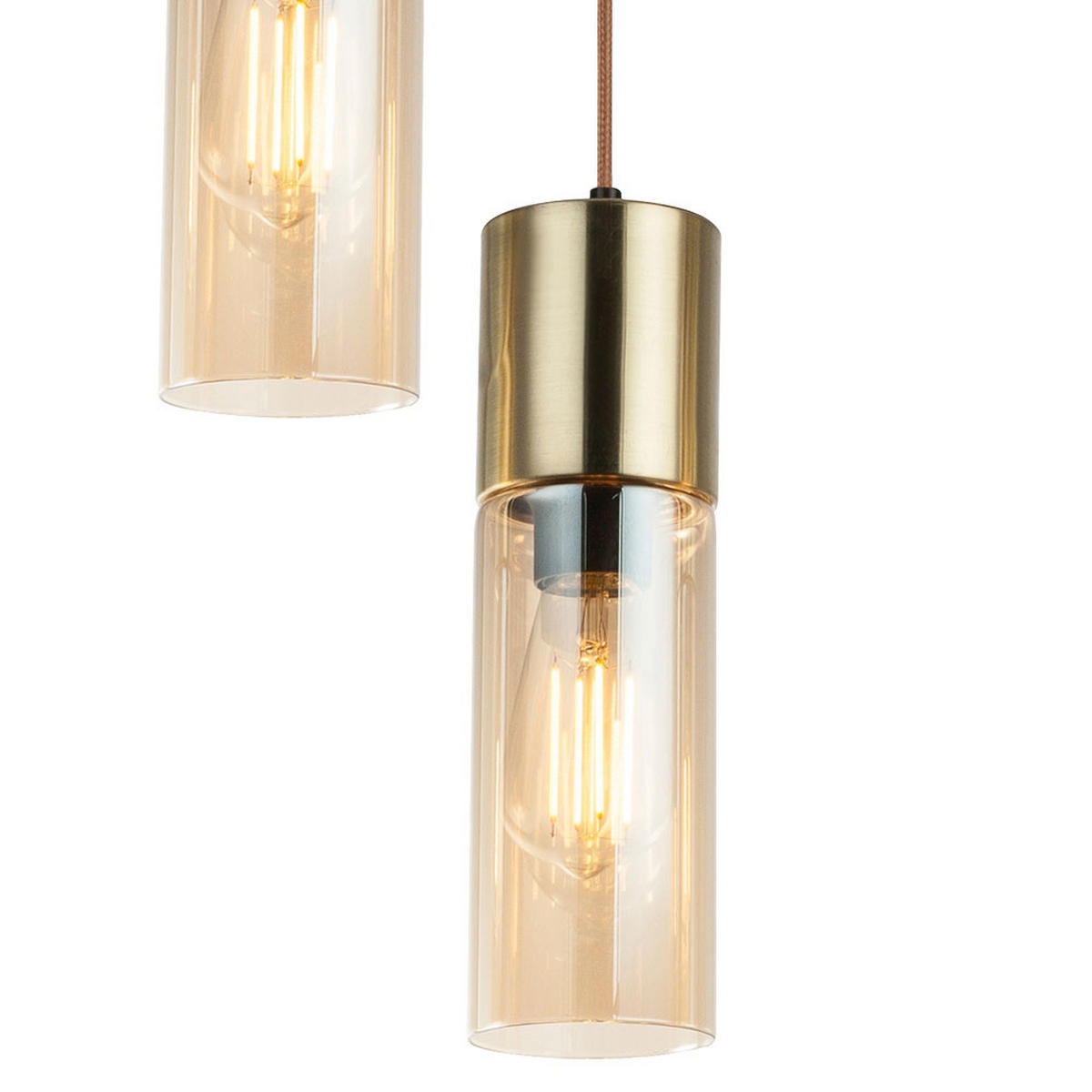 LED HÄNGELEUCHTE Messing Glas Amber - Messingfarben, Glas (30/30/150cm) - Globo Lighting