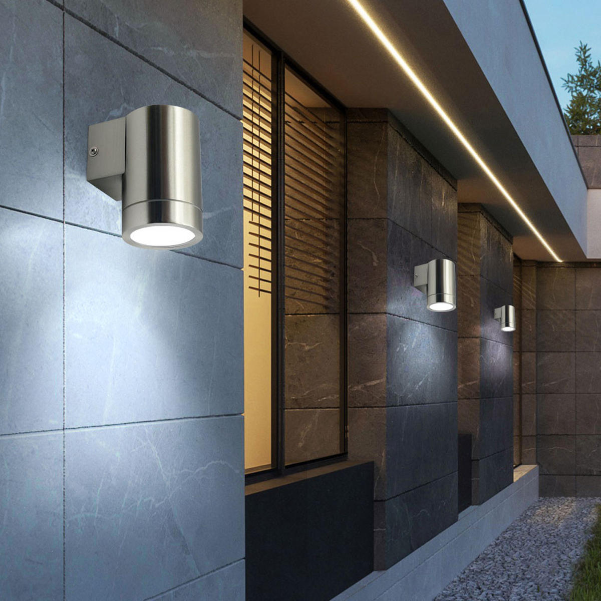 LED AUSSEN-WANDLEUCHTE Edelstahl Silber - Silberfarben, Glas/Metall (7.6/11.8/10.5cm)