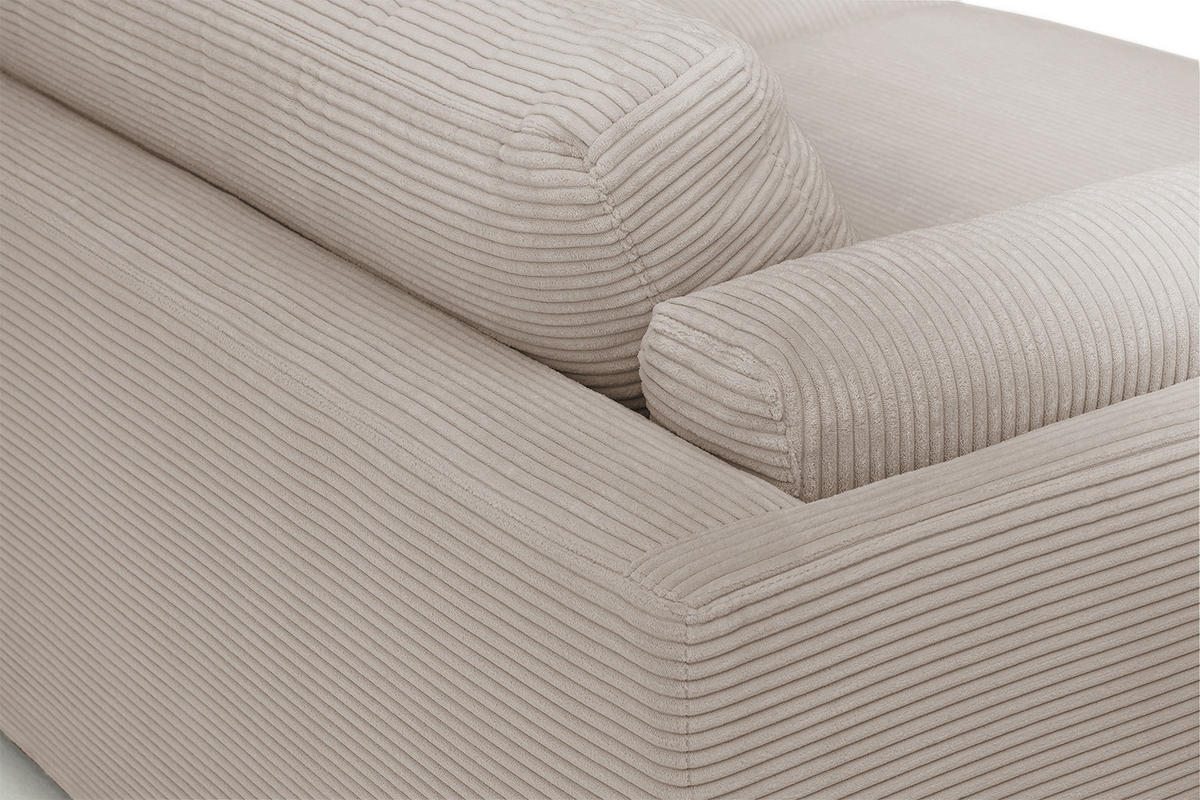BIG SOFA RAINA Taupe Cord - Taupe/Schwarz, Kunststoff/Textil (254/85/150cm) - KAWOLA