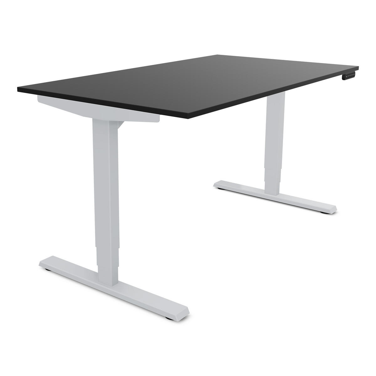 SCHREIBTISCH Elektrisch höhenverstellbarer Schreibtisch Y-Line Schwarz Weißaluminium 140/70/62-127cm - Weiß Hochglanz/Silberfarben, Holzwerkstoff/Metall (70/140/127cm) - ASSMANN