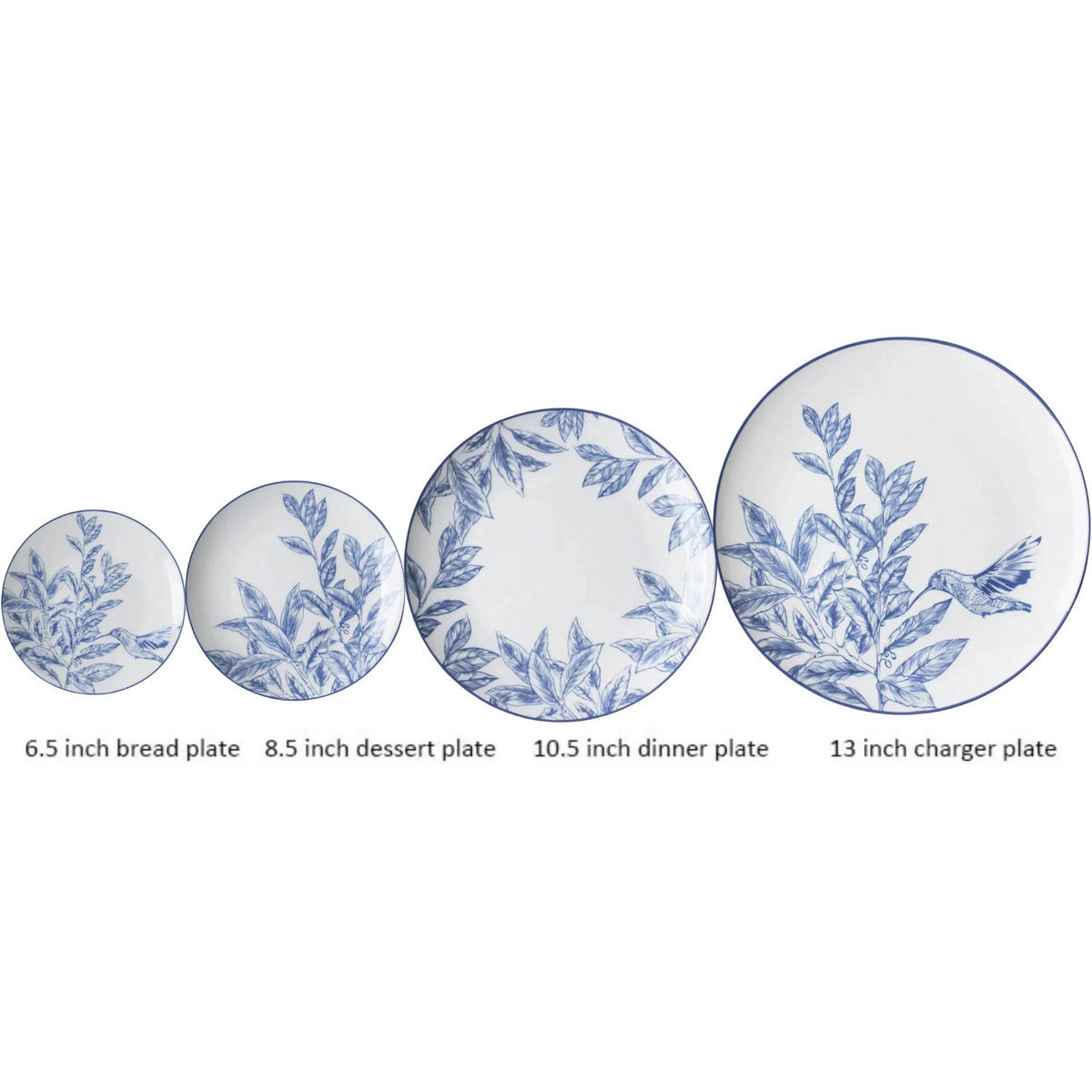 TELLERSET Designer Blau Bone China Blau Gold 4tlg Ø30 Ø27 Ø20 Ø16 cm - Blau/Goldfarben, Keramik (30/2/2cm) - Quality Elegance