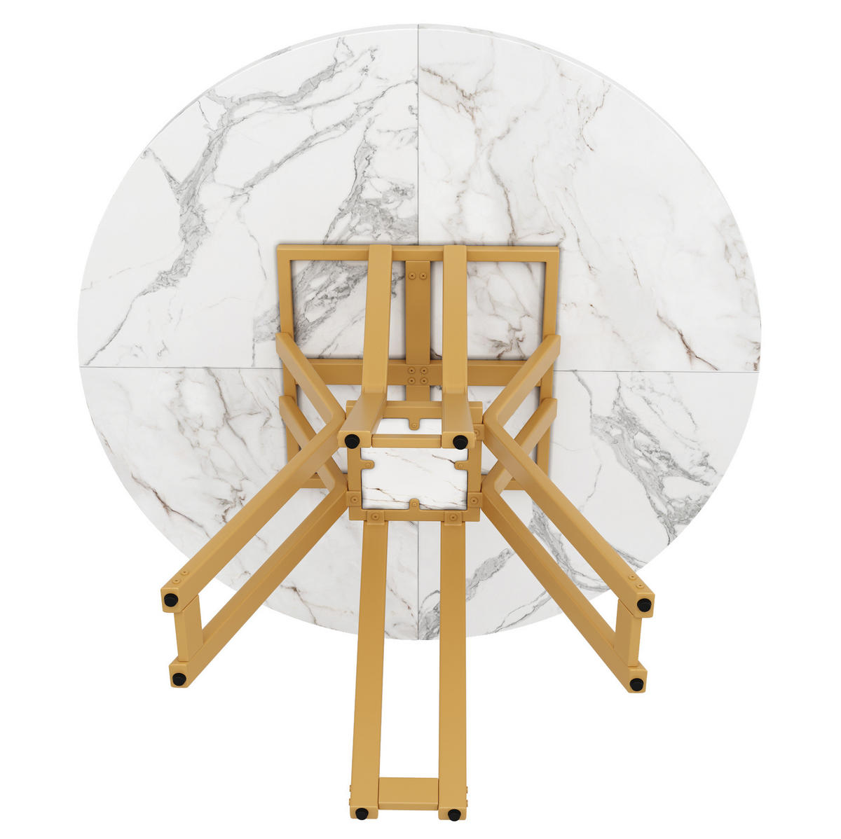 ESSTISCH, MDF in Marmoroptik & Metallgestell, 100/100/76 cm, Gold/Weiß - Goldfarben, Holzwerkstoff (100/100/76cm) - Redom