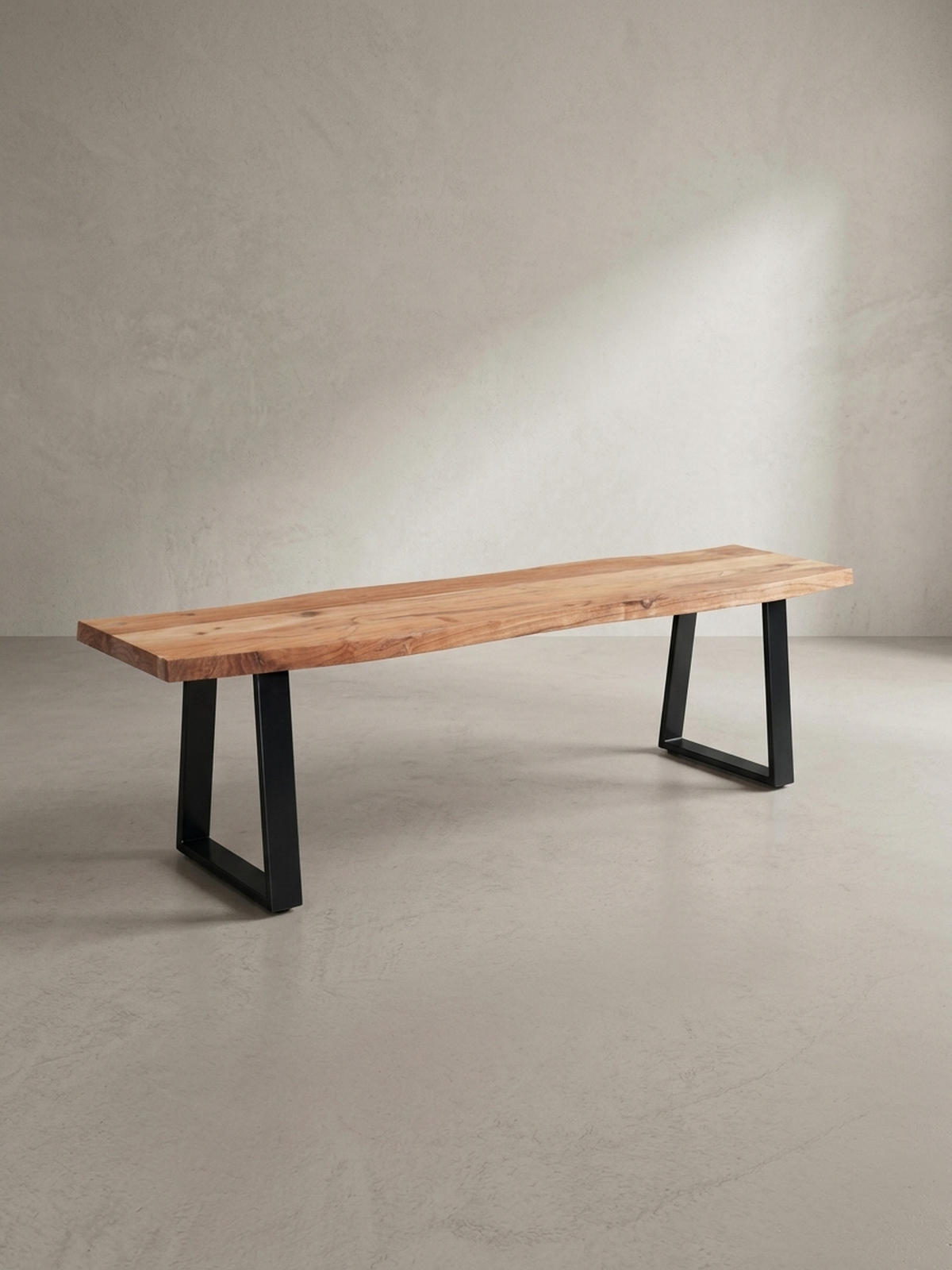 ESSZIMMERBANK Massivholz Metall Baumkante ohne Lehne, Akazie 160x40x46 cm - Schwarz/Braun, Holz/Metall (160/46/40cm) - KADIMA DESIGN