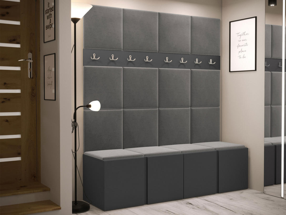 GARDEROBEN-SET Orion V - Graphitfarben/Grau, Holzwerkstoff/Kunststoff (168/186/46cm) - MIRJAN24