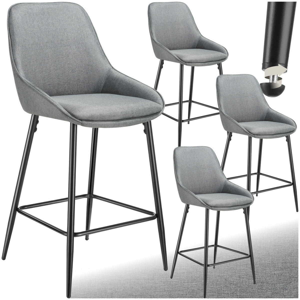 THEKENSTUHL Siera,49 x 54 x 100 cm, Belastbarkeit 120 kg,Webstoff grau/schwarz - Schwarz/Grau, Kunststoff (49/100/54cm) - tectake