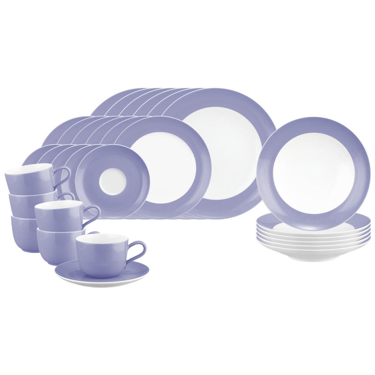 KOMBISERVICE Liberty Pure Colors Grape Purple 30er Set - Lila, Keramik (1/1/1cm) - Seltmann Weiden